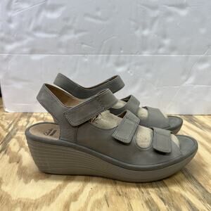 Clarks Collection Soft Cushion Reedly Juno Wedge Heel Womens 9.5 Comfort Sandals